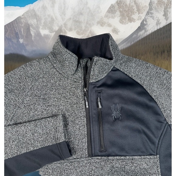 Spyder Gait Jacket Men's L Half Zip Jacket Top Gray Pullover Top Fleece Lined - Picture 1 of 8
